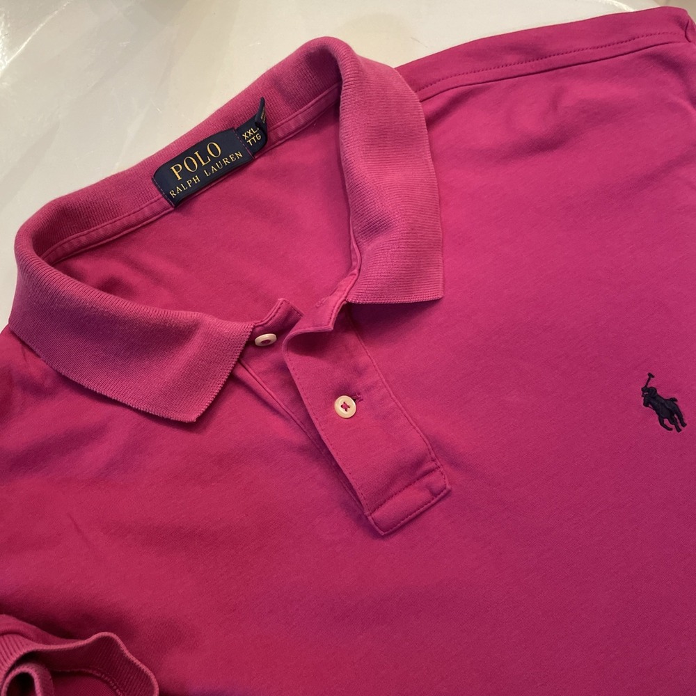POLO RALPH LAUREN MENS BRIGHT PINK SIZE XXL 100% COTTON SHORT SLEEVE POLO SHIRT‎